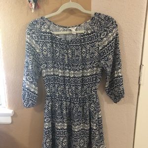 Blue and White Tribal Print Dress